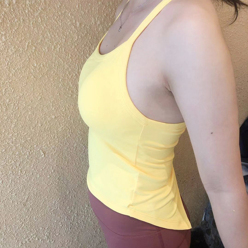 19 Nuevo estilo coreano de yoga Sling en forma de I fishtail Chaleco de fitness deportivo de secado rápido con almohadilla de pecho push-up top