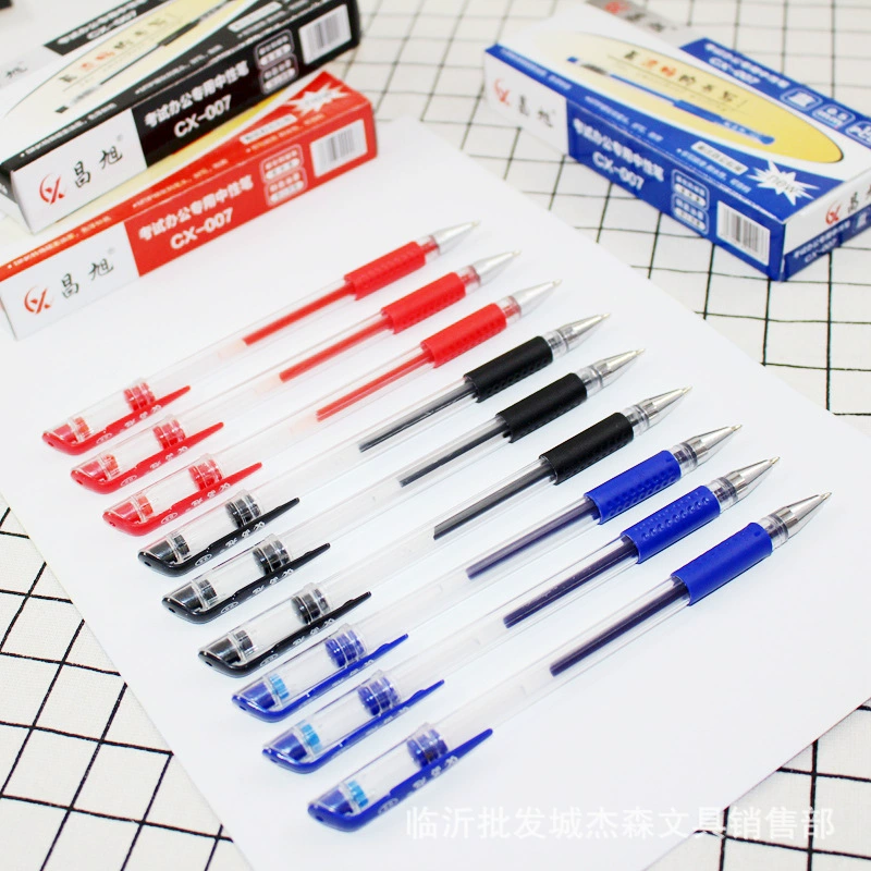 Оптовая Европейский стандарт гелевая ручка подпись ручка Водяная ручка 0,5 мм пуля черный синий красный Трехцветная гелевая ручка 007