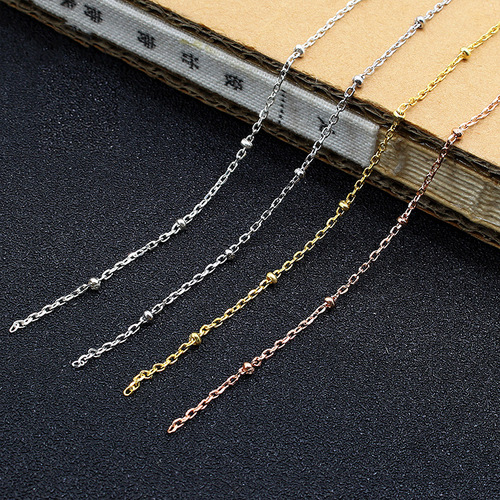 S925 sterling silver cross spaced beads loose chain DIY handmade jewelry bracelet material semi-finished chain pearl chain