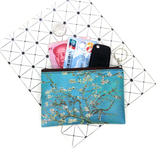 Classical printing creative zero wallet nostalgic oil painting coin bag ladies hands small square bag retro student wallet