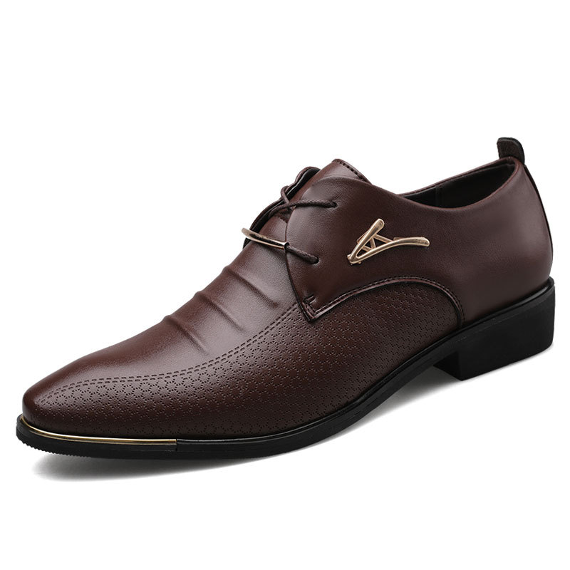 2021 spring new large size men's leather shoes business formal shoes men's lace casual shoes a generation of hair
