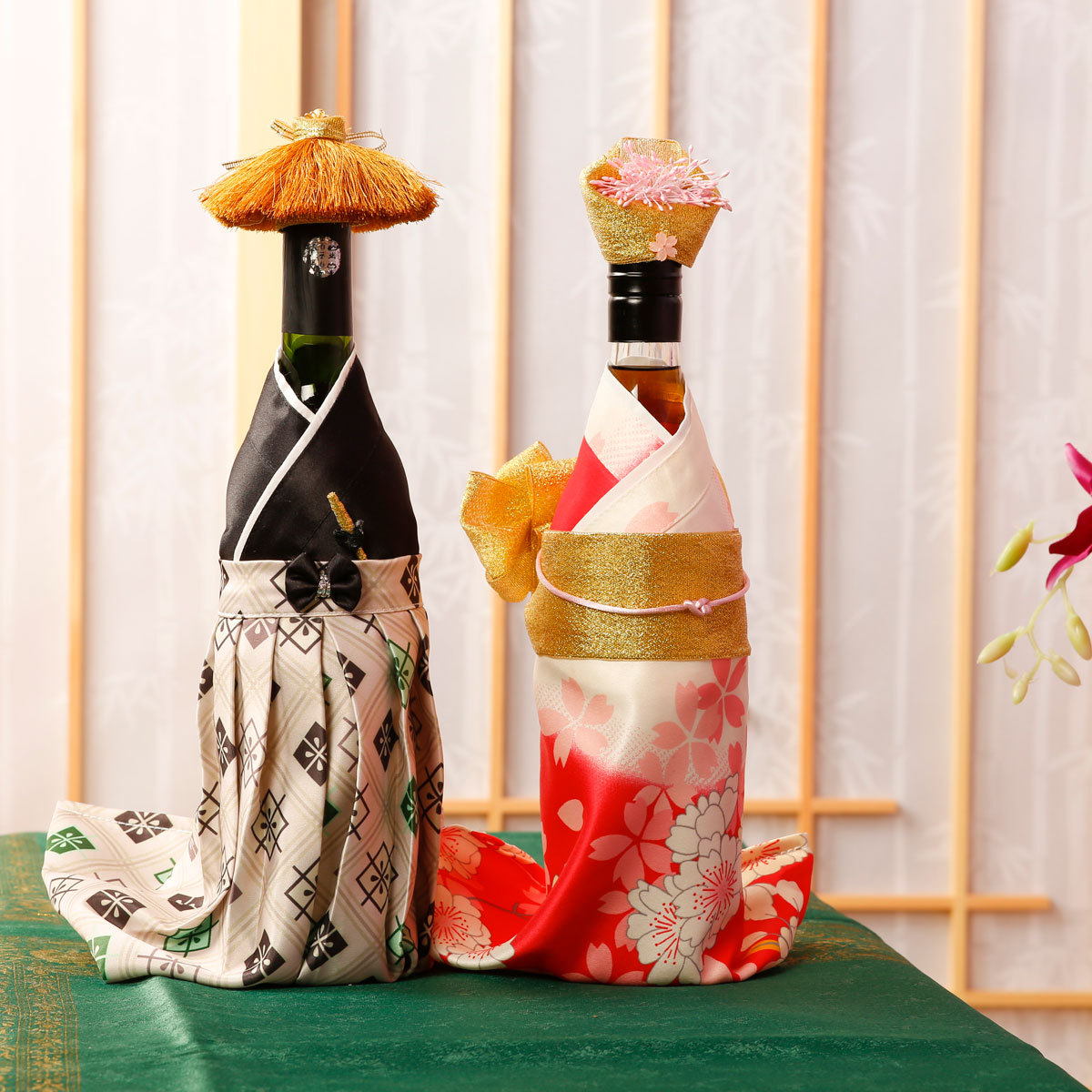 Cross-border Creative Wine Bottle Decorative Clothes Wine Cabinet Display Ornaments Christmas Decorations Wine Bottle Kimono Wine Bottle Set
