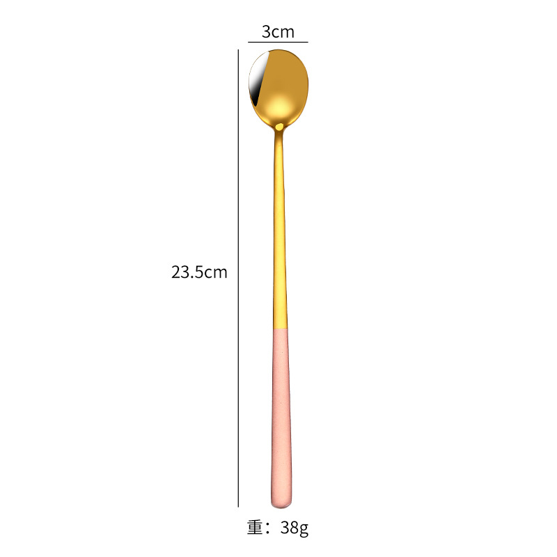 Rustfri stål kaffeske med langt skaft sort guld cocktailrører_voghion.com