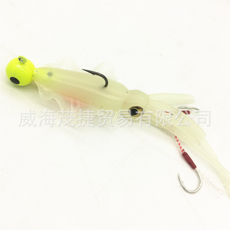 13cm gancho de cabeza de plomo gancho de mano luminoso cebo de calamar pesca de mar pesca de arrastre simulación de pulpo abalorios Luya cebo suave pesca en alta mar