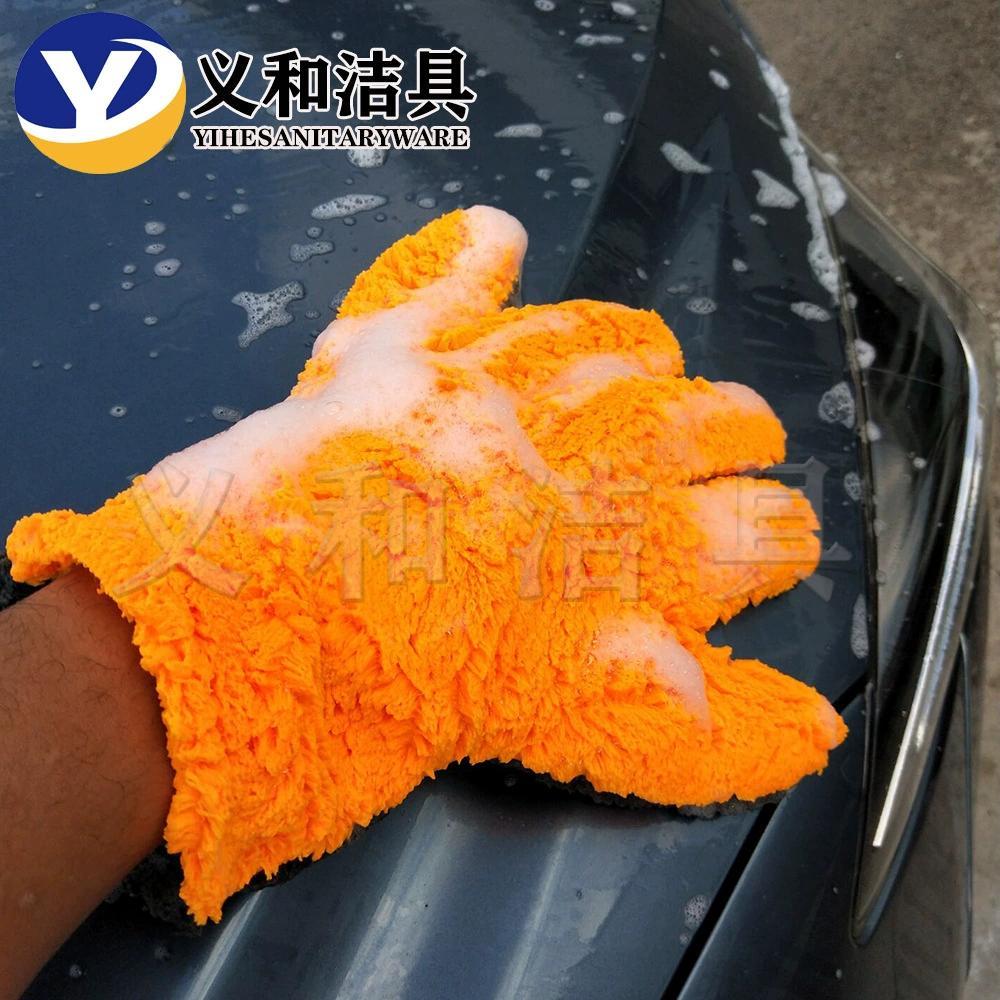 Прямые поставки с фабрики перчатки для чистки автомобилей двусторонние коралловые флисовые перчатки с пятью пальцами инструменты для чистки автомобилей
