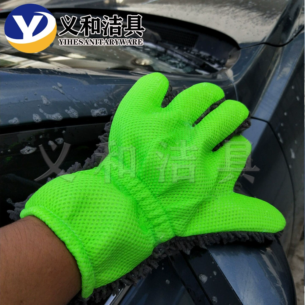 Прямые поставки с фабрики, Коралловая синель, многоразовые двусторонние перчатки для чистки автомобилей, сердечные бархатные перчатки для автомойки с пятью пальцами