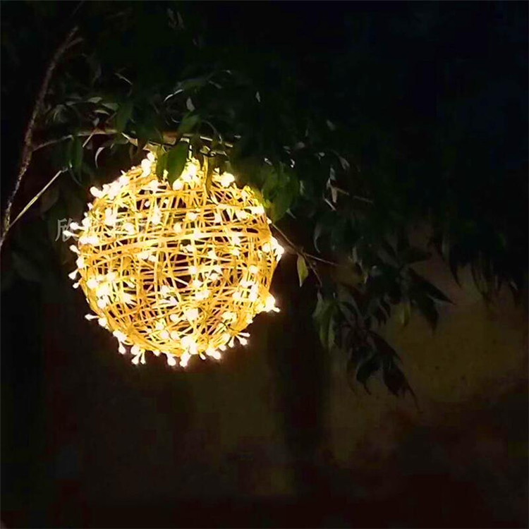 Lámpara decorativa LED lámpara de bola impermeable al aire libre paisaje lámpara de árbol colgante Navidad vacaciones iluminación proyecto ratán bola lámpara cadena