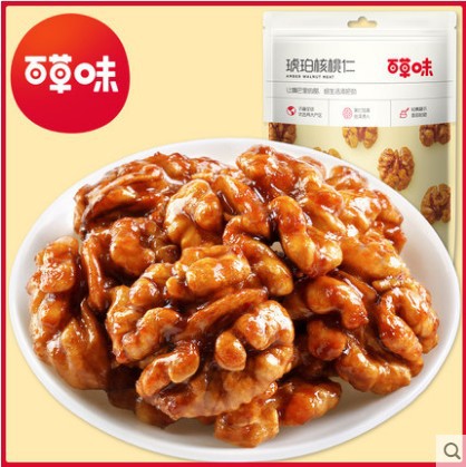 百草味琥珀核桃仁100g箱规90包坚果山核桃小包装零食纸皮批发