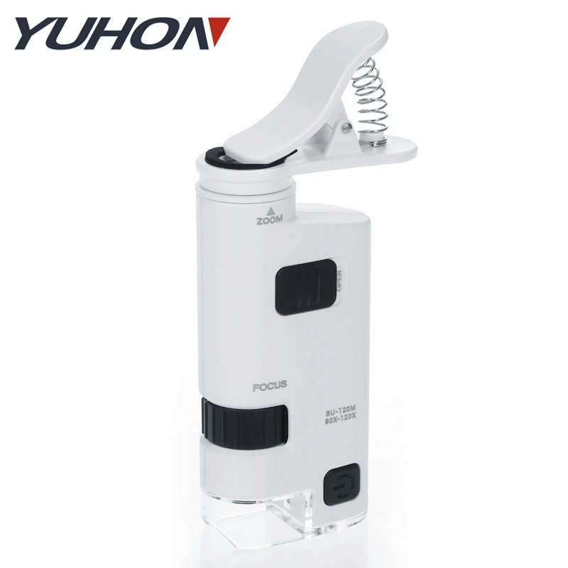 Универсальный зажим для мобильного телефона, 80-120 раз Регулируемый микроскоп с множественным увеличением, текстильная печать, точечное увеличительное стекло