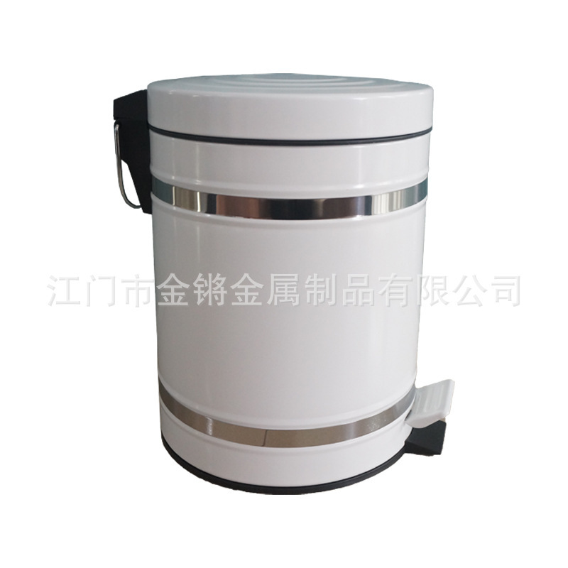 One-piece delivery stainless steel trash can with lid European-style kitchen household 5L Roman pattern round pedal factory supply