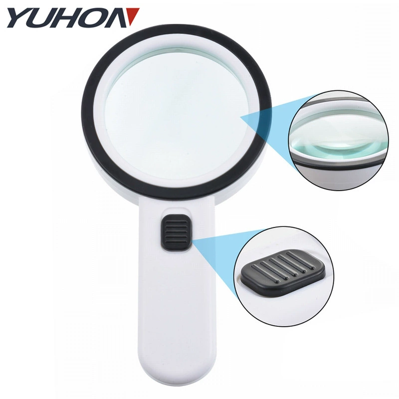 Большой мощный двухслойный объектив из оптического стекла высокой четкости Светодиодная лампа УФ-детектор денег лампа увеличительное стекло оценка ювелирных изделий антиквариат