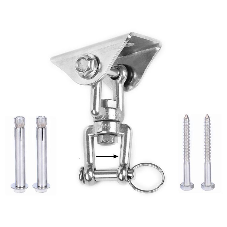 Amazon 304 Acero inoxidable swing gancho fijo placa colgante silla hamaca accesorios 360 giratorio gancho fijo