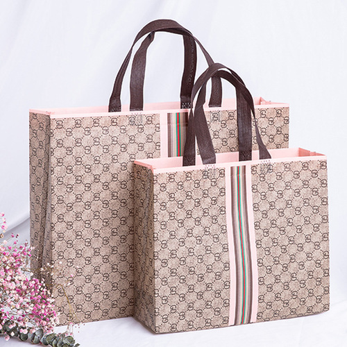 Laminated non-woven bag fashion clothing store hand shopping bag advertising non-woven hand bag