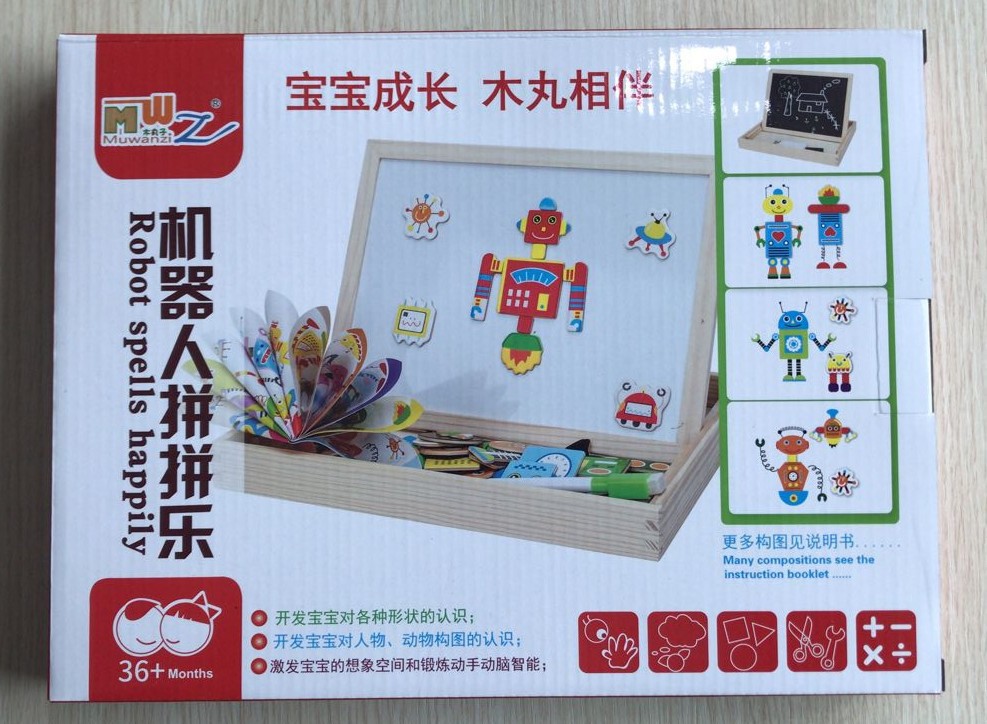 Fábrica de madera directa granja paraíso magnético rompecabezas de doble cara tablero de dibujo juguetes educativos para niños