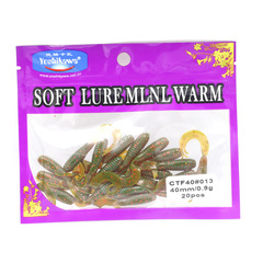 Yoshikawa吉川卷尾軟蟲假餌路亞餌4cm/0.9g 20隻裝單尾軟餌卷尾蛆