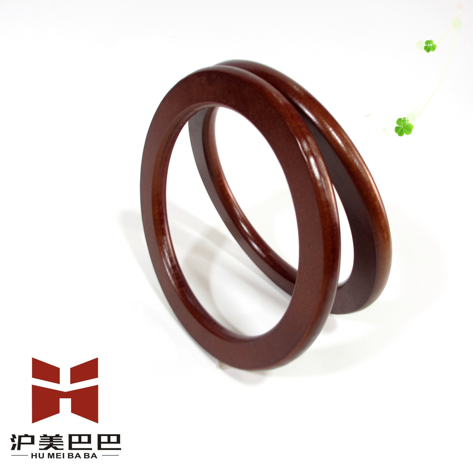 DIY Wooden Round Wooden Ring Hand-in-Hand, Wooden Handle, Wooden Handle Ring Bamboo and Rattan Bag Accessories