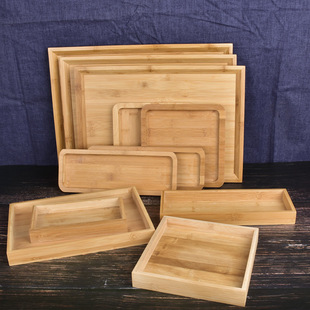 Japanese tea tray living room water cup storage plate household Tea Sea hotel dining plate bamboo tableware solid wood tray rectangular
