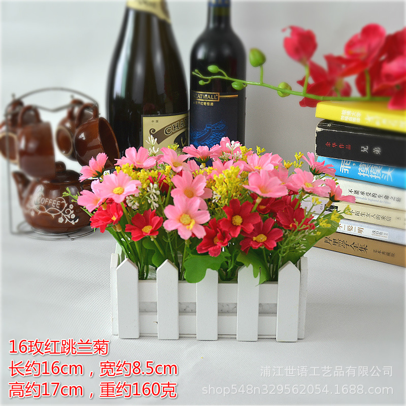 Amazon Venta caliente valla de madera artificial flor traje decoración hogar sala de estar decoración artificial planta falsa planta verde maceta