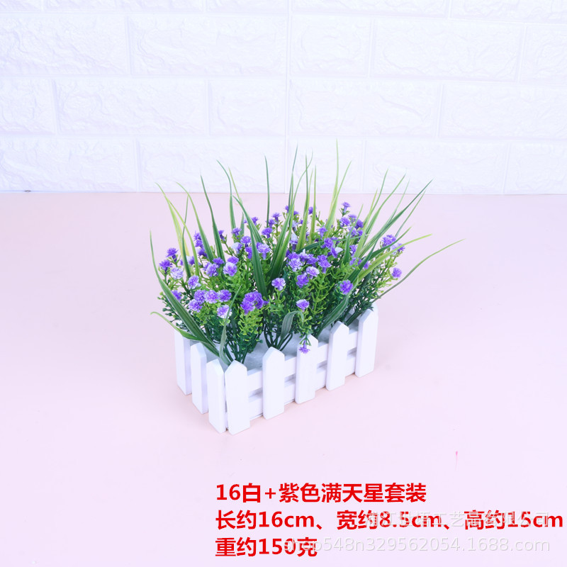 Amazon Venta caliente valla de madera artificial flor traje decoración hogar sala de estar decoración artificial planta falsa planta verde maceta