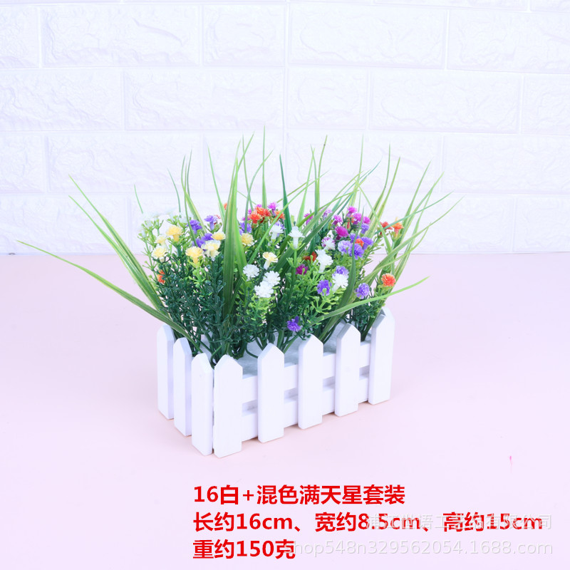 Amazon Venta caliente valla de madera artificial flor traje decoración hogar sala de estar decoración artificial planta falsa planta verde maceta