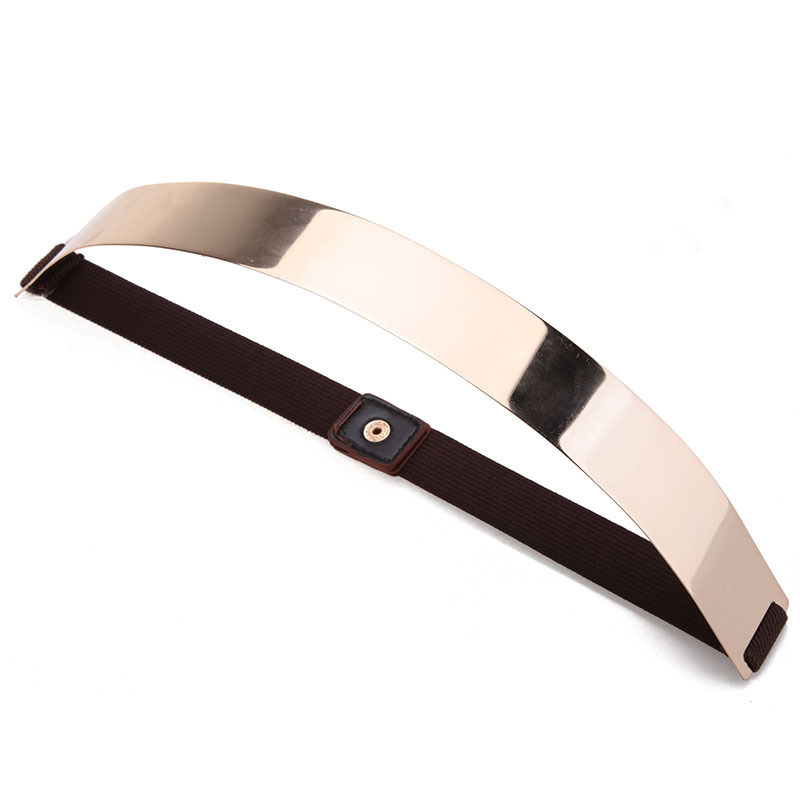 Moda popular de oro super largo espejo de metal simple versátil elástico Delgado cinturón de metal cinturón de mujer