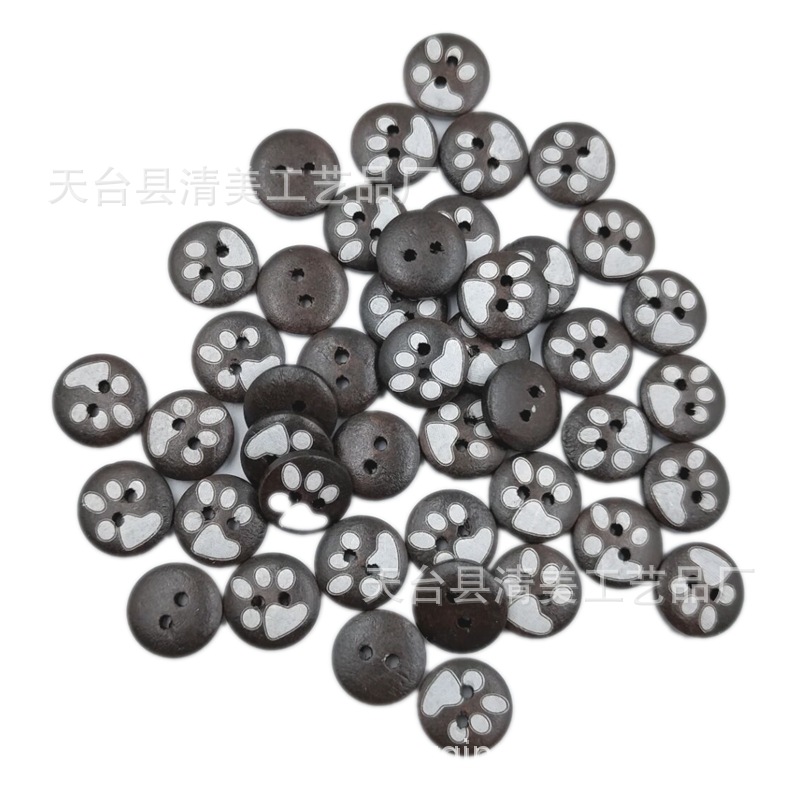 15mm marrón oscuro oso pata en forma de huella botones DIY madera botones decorativos 100 unids/bolsa