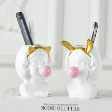 北歐白色花盆裝飾家用插花樹脂創意擺設餐桌客廳人像女孩花盆批發