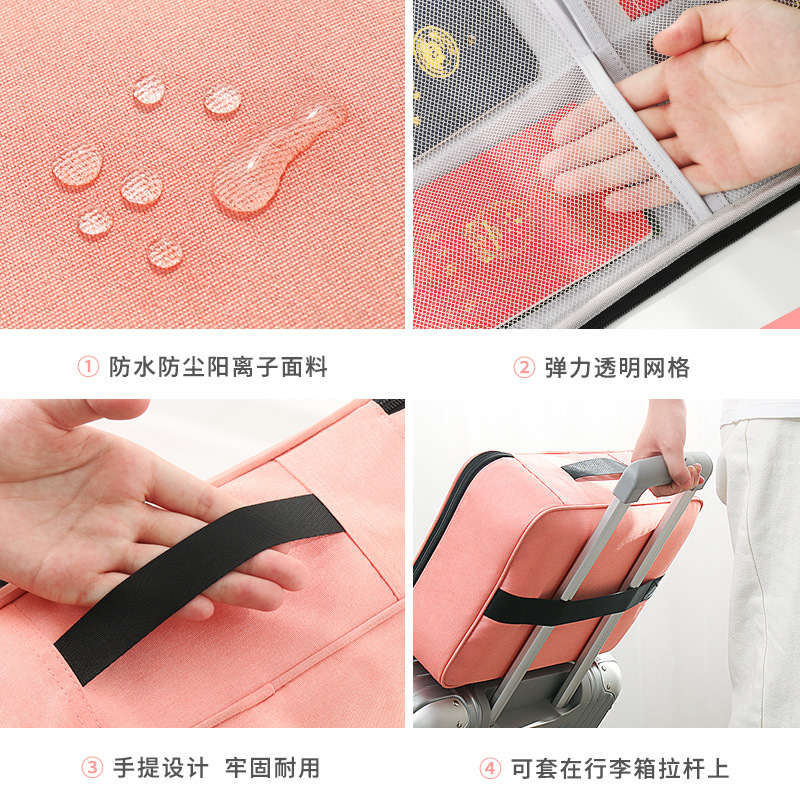 Bolsa de almacenamiento de certificado plegable tela impermeable a prueba de humedad con cerradura documentos de viaje bolsa de múltiples capas de gran capacidad al por mayor