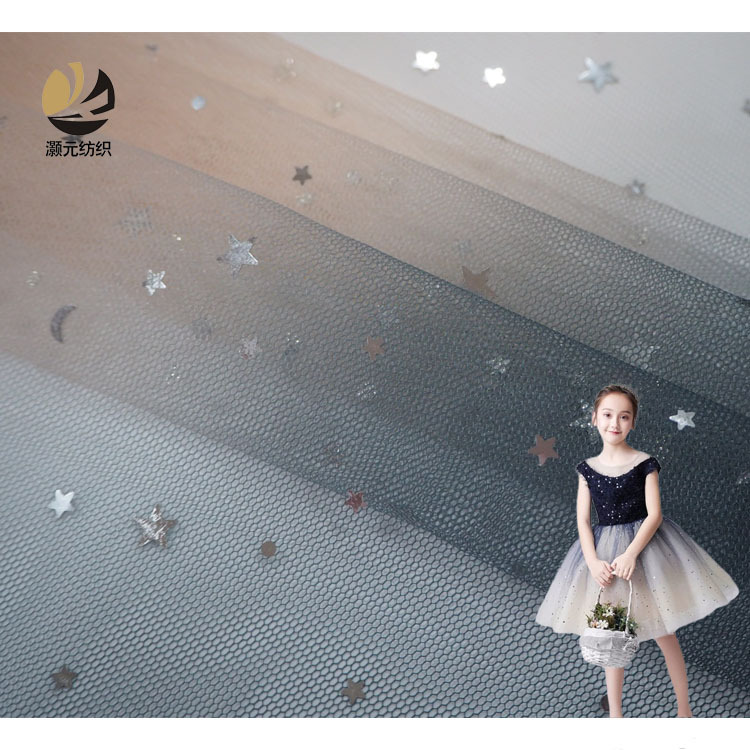 Clásico de doble cabeza de estrella estrella de luna de rejilla de rejilla de lentejas de rejilla de vestido de boda princesa de niños