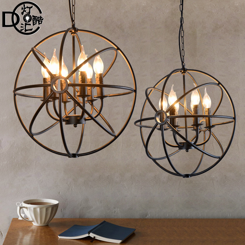 Cross-Border American Globe ball industrial style chandelier creative personality restaurant hot pot shop clothing store loft lamps