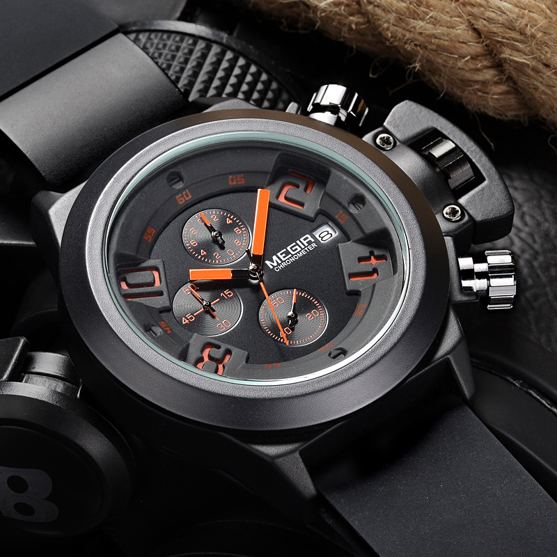 Men's Multifunctional Watch Sports Silicone Strap Waterproof Calendar Stone British Style_voghion.com