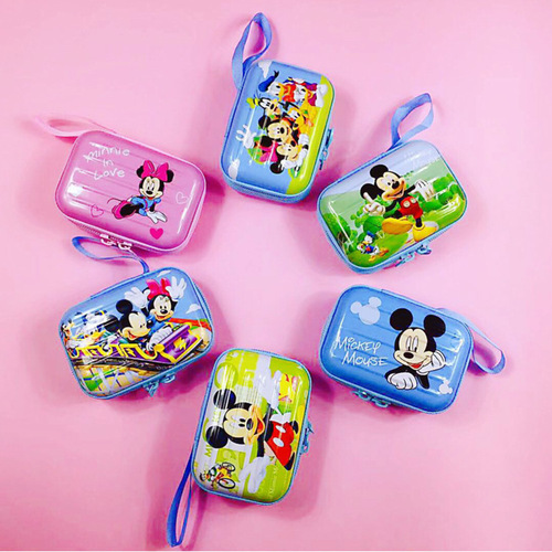 Jewelry tinplate storage bag rectangular student portable zipper bag cartoon children's coin bag storage box