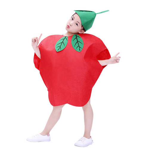 Children's Fruit and Vegetable Performance Costume for Kindergarten Play, including Apple, Pineapple, Strawberry, and Halloween Pumpkin Costume