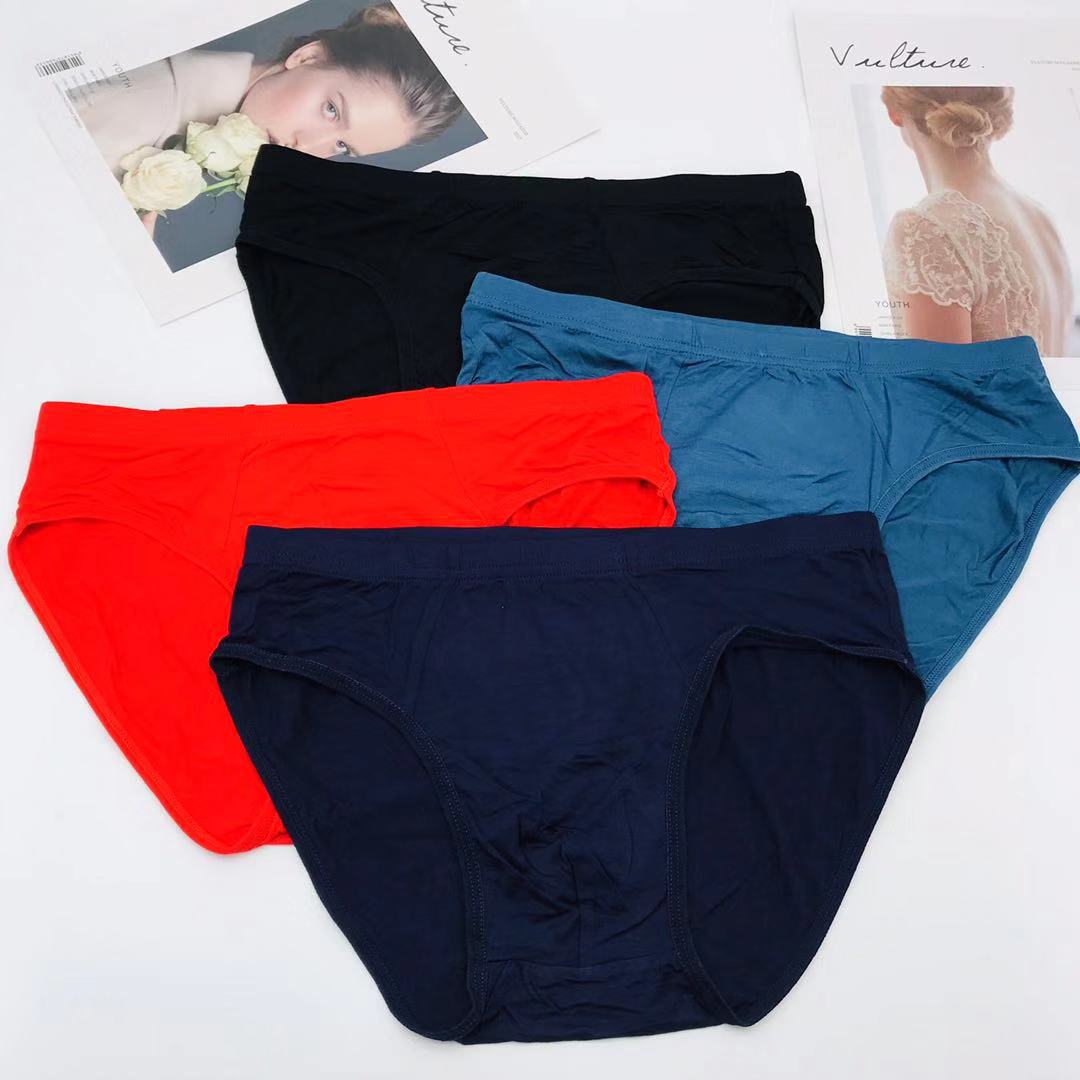 Bamboo Fiber Men's Briefs Mid-Waist Solid Color Modal Promotional Supply Cross-Border Breathable U-Convex Design