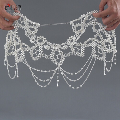 Youlapan Bridal Tassel Shoulder Chain Heavy Handmade Beaded Cheongsam Pearl Shawl Accessories Wedding Accessories VG09