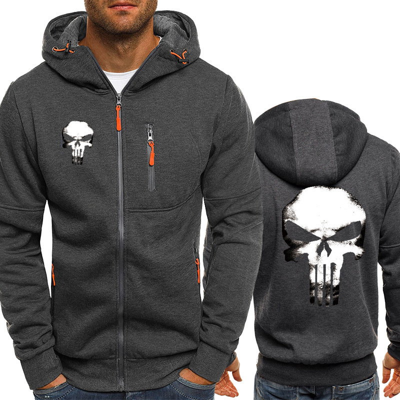Punisher Skull Sweatshirt Jacket Hoodie Zipper Clothes Anime Game American Drama Peripheral Men's Summer and Autumn Thin Style Punisher Skull Sweatshirt Jacket Hoodie Zipper Clothes Anime Game American Drama Peripheral Men's Summer and Autumn Thin Style
