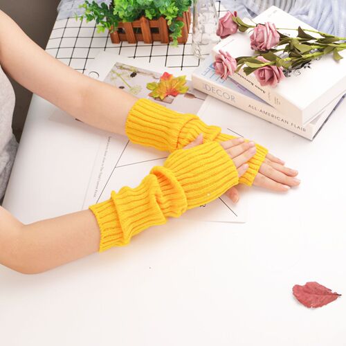 Circular knitting machine 30 cm medium-length arm sleeves flat knitting fluorescent colorful cuff sleeves Korean style knit women's warm street style Instagram