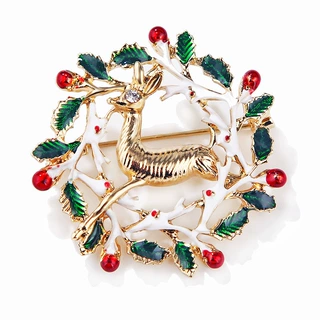 蓝豪2019新款时尚胸花欧美卡通个性圣诞麋鹿胸针Christmas brooch
