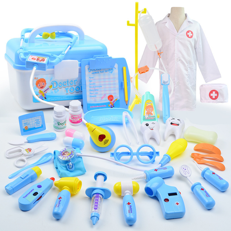 Juego de juguetes de médico para niños con herramientas médicas, estetoscopio, caja de almacenamiento para juegos de simulación para niñas y niños, juego de inyecciones
