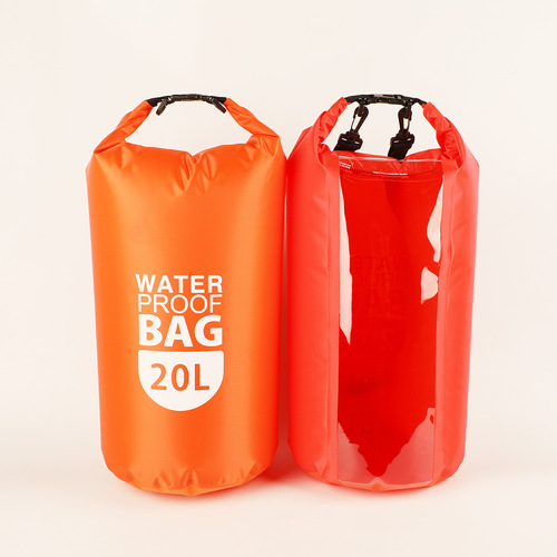 Ultra-lightweight waterproof bag, transparent window plaid dry bag storage, swimming rafting bag, portable bag, men's and women's travel bag