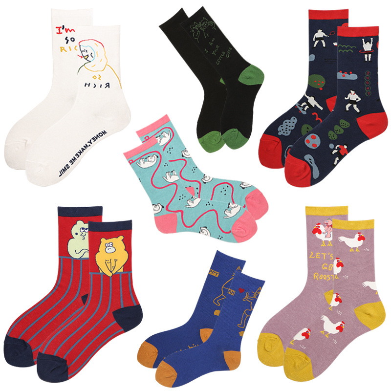 Calcetines largos creativos de algodón para mujer, de marca, hasta la pantorrilla, para patineta, otoño e invierno, 2025_voghion.com