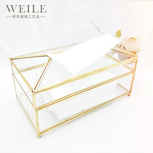 欧式玻璃抽纸巾盒客厅镜面抽纸盒 北欧ins风轻奢餐桌餐厅抽纸巾盒