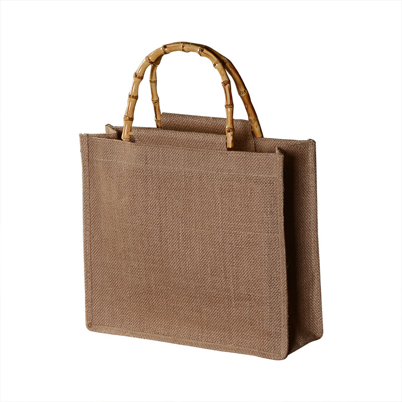 Mango de bambú bolsa de mano de lino conjunto artístico natural impermeable práctico regalo púrpura arcilla olla de almacenamiento multi-tamaño bolsa de compras