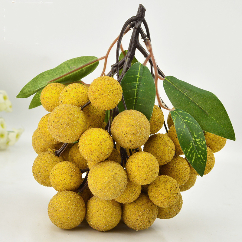 Lichi longan tomate cereza Bayberry azúcar naranja espuma falsa fruta modelo decorativo simulación fruta cadena