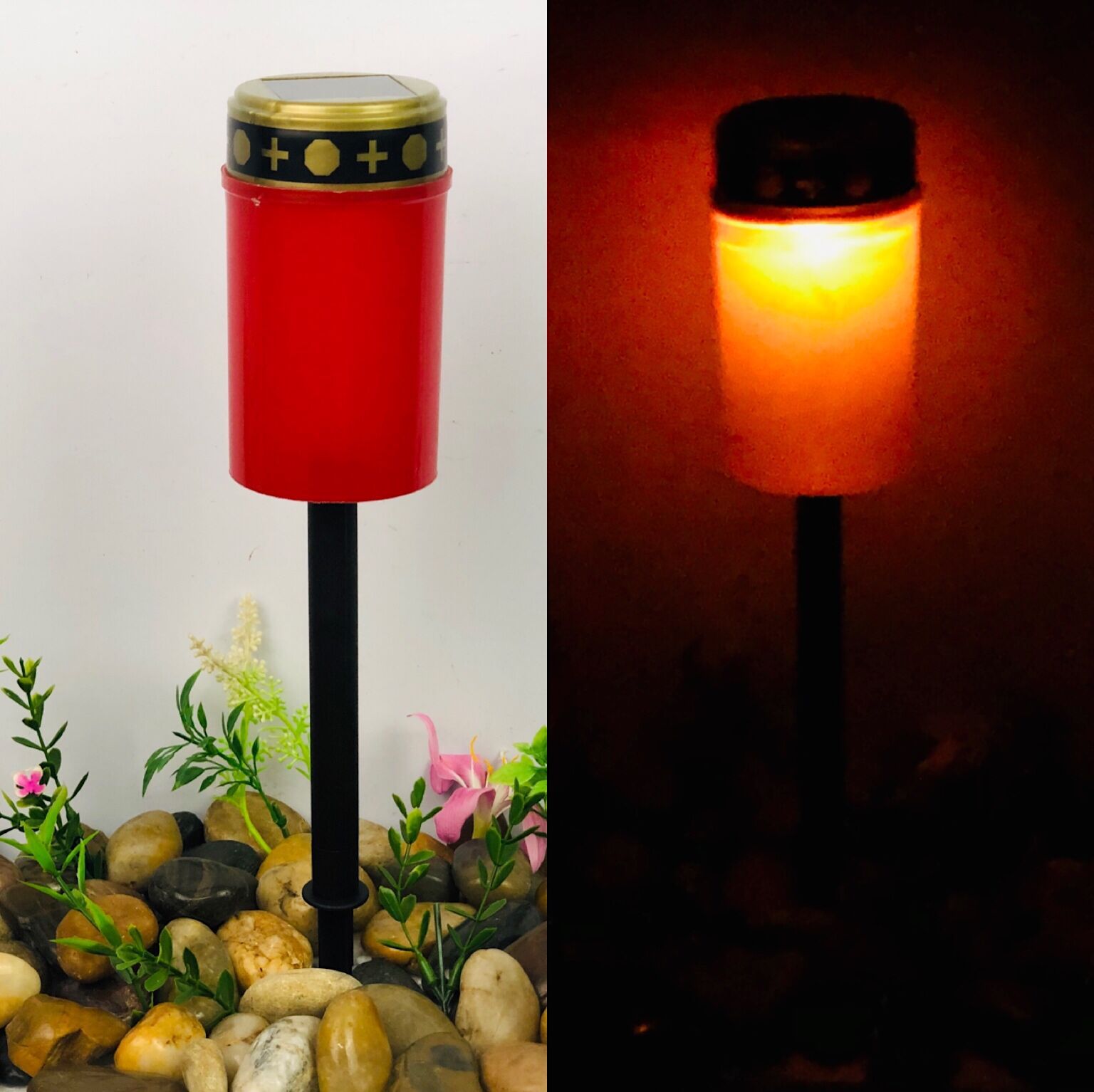 LED luz que acampa al aire libre impermeable solar luz de la vela cementerio dolor Memorial luz Amazon caliente DIY