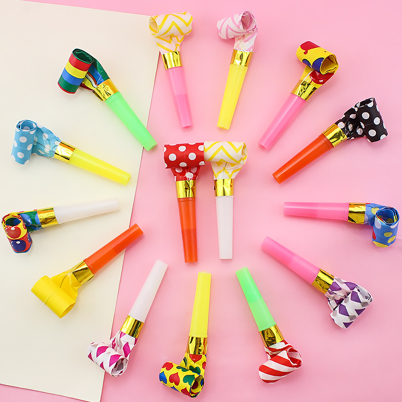 Large Color blowing roll cheerleader birthday party bar activity atmosphere gift children's toy blowing dragon whistle
