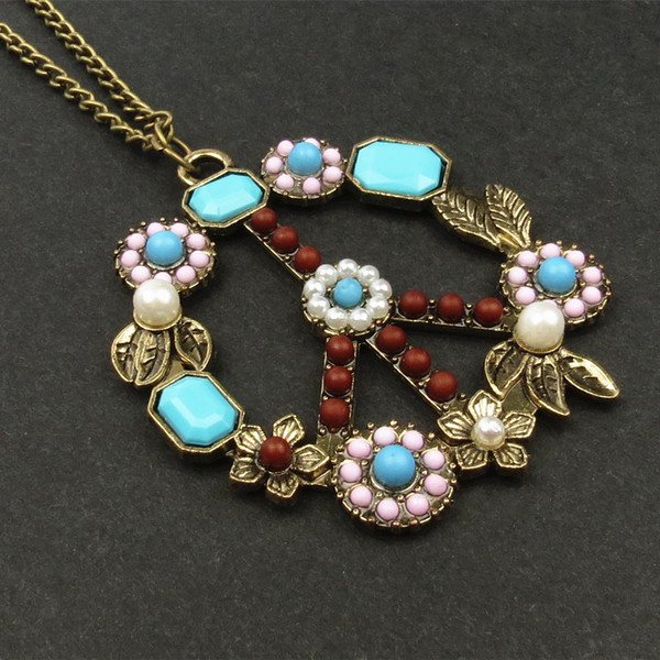Retro turquoise stone inlay pearl