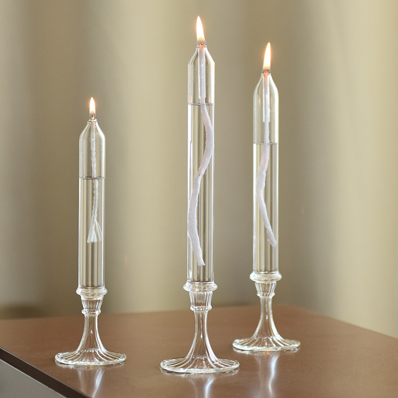 Fábrica al por mayor estilo nórdico europeo romántico vela lámpara de cristal aceite decoración del hogar adornos creativos