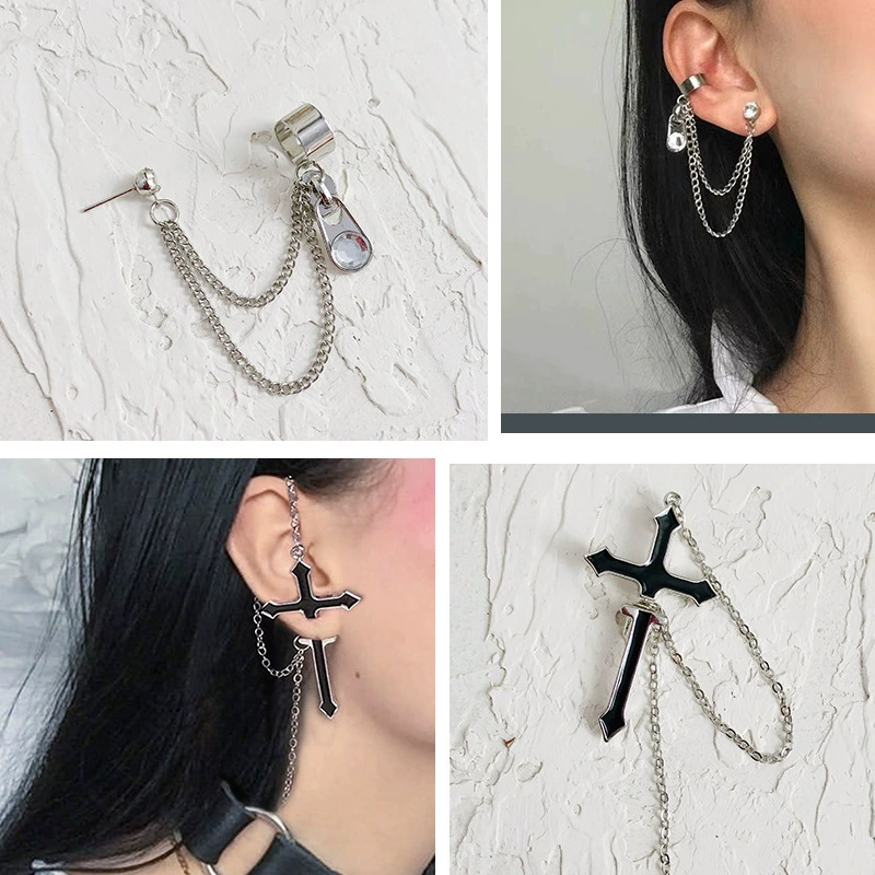 Серьги, универсальная изысканная цепь с молнией, корейский стиль