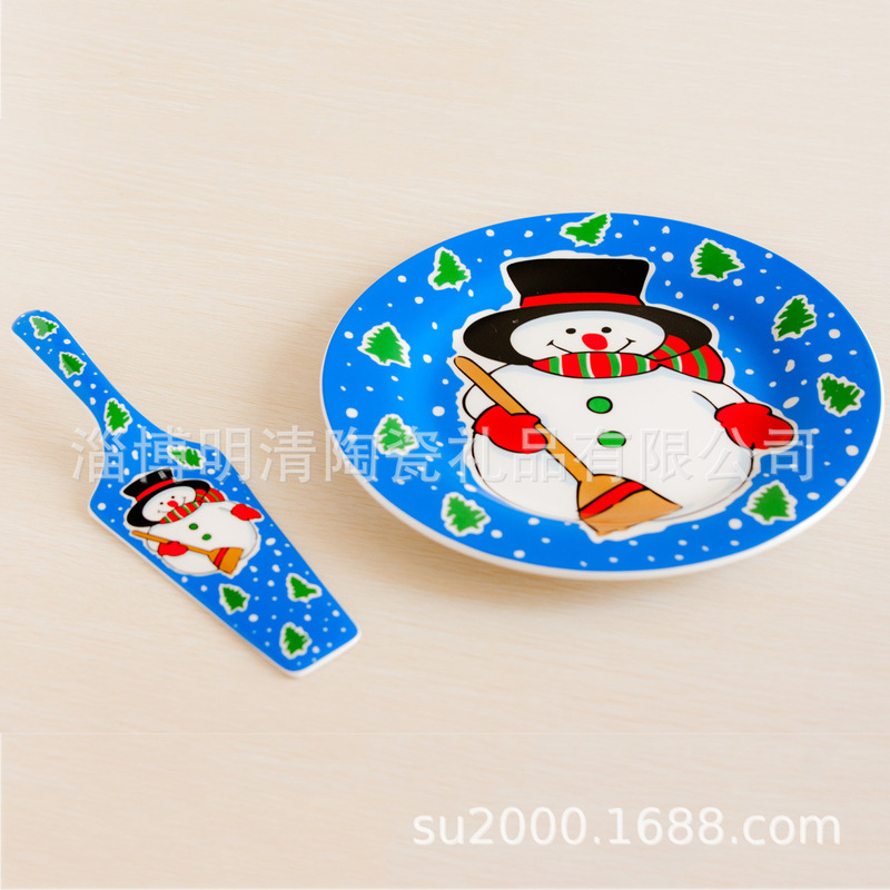 Christmas Screen Ceramic Cake Pan Ceramic Cake Shovel Export Promotional Gift Christmas Screen Ceramic Cake Pan Ceramic Cake Shovel Export Promotional Gift